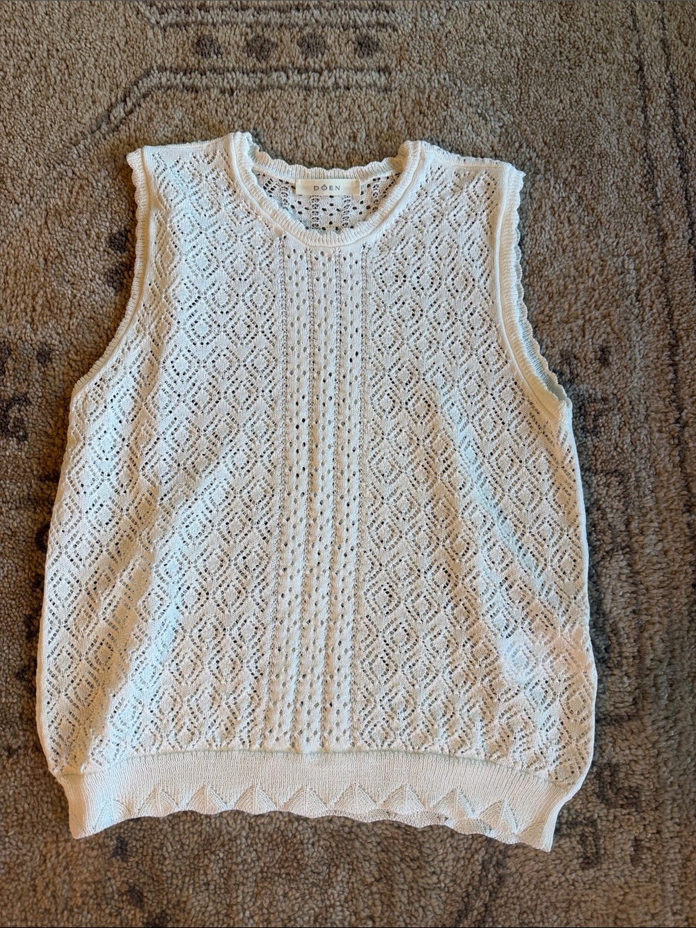 Doen Lea Cream Pointelle Knit Sleeveless Top
